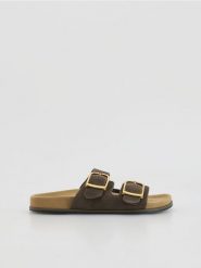 Zamszowe klapki - jasny zielony. Zielone klapki Reserved, bez wzorów, z zamszu, bez obcasa. Za 169.99 zł.