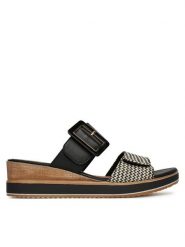 Remonte Klapki D6463-03 Czarny. Czarne klapki Remonte, bez wzorów, ze skóry, bez obcasa. Za 279.99 zł.