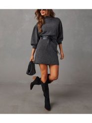 Milan Kiss Sukienka dzianinowa w kolorze antracytowym rozmiar: M. Czarne sukienki Milan Kiss, na co dzień, m, bez wzorów, z dzianiny, bez kołnierzyka, bez ramiączek, mini, proste. Za 165.99 zł.