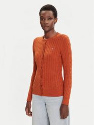 Gant Kardigan 4800103 Brązowy Slim Fit. Brązowe kardigany GANT, xs, bez wzorów, z bawełny. Za 669.99 zł.