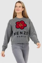 KENZO Szary sweter damski boke flower, Rozmiar S. Szare swetry Kenzo, s, bez wzorów, bez ramiączek. W wyprzedaży za 769.99 zł.