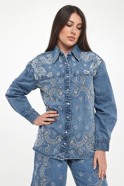 Koszula jeansowa damska LIU JO. Koszule Liu Jo, bez wzorów, z jeansu, bez kołnierzyka, bez ramiączek. Za 729.00 zł.