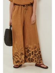 Rodier Lin Lniane spodnie w kolorze karmelowym rozmiar: L/XL. Brązowe spodnie materiałowe Rodier Lin, l, bez wzorów, ze lnu, z podwyższonym stanem. Za 136.13 zł.