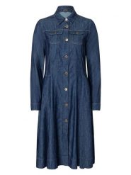 More & More Sukienka dżinsowa w kolorze granatowym rozmiar: 34. Niebieskie sukienki More & More, bez wzorów, bez kołnierzyka, bez ramiączek, midi, rozkloszowane. Za 173.99 zł.