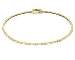 Bransoletka z żółtego złota z brylantami - 19 cm - 0,10 ct - próba 585. Żółte bransoletki Apart, z brylantem, złote. Za 5,790.00 zł.