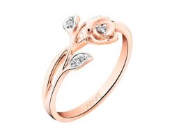 Pierścionek z różowego złota z diamentami - róża - 0,04 ct - próba 375. Czerwone pierścionki Apart, z diamentem, złote. Za 1,890.00 zł.