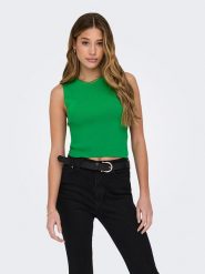 ONLY Top w kolorze zielonym rozmiar: L. Zielone topy Only, l, bez wzorów, prążkowane, bez kołnierzyka, bez ramiączek. Za 37.30 zł.