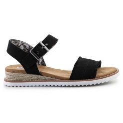 Buty Sandały Skechers Espadryle Bobs Adobe Princess 113541-BLK czarne. Czarne sandały bez wzorów, klasyczne, bez obcasa, bez zapięcia. Za 331.10 zł.