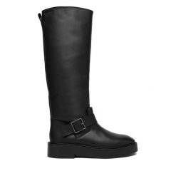 Botki Calvin Klein. Czarne botki Calvin Klein, bez wzorów, bez obcasa, na płaskiej podeszwie, bez zapięcia. Za 1,199.00 zł.