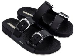 Klapki laczki damskie Ipanema Slide. Czarne klapki Ipanema, bez wzorów, z gumy, bez obcasa. Za 159.00 zł.