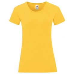 Koszulka Damska Z Bawełny Czesanej Iconic. Brązowe bluzki FRUIT OF THE LOOM, bez wzorów, z bawełny, casualowe, bez kołnierzyka, bez ramiączek. Za 35.99 zł.