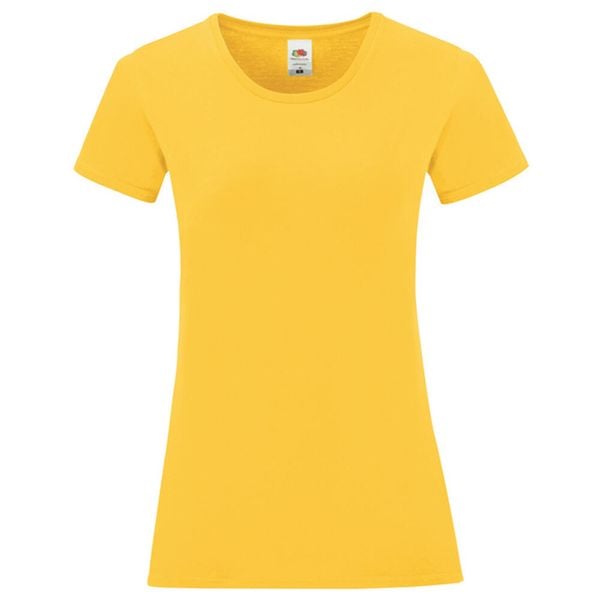 Koszulka Damska Z Bawełny Czesanej Iconic. Brązowe bluzki FRUIT OF THE LOOM, bez wzorów, z bawełny, sportowe, bez kołnierzyka, bez ramiączek. Za 35.99 zł.