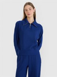 4F Bluza dresowa oversize nierozpinana bez kaptura damska - granatowa XS. Niebieskie bluzy 4f, xs, bez wzorów, z bawełny, bez kaptura. W wyprzedaży za 69.99 zł.