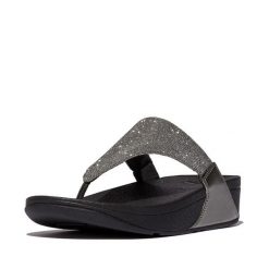 Sandały damskie FitFlop Lulu Shimmerlux. Szare sandały FIT FLOP, bez wzorów, z materiału, bez obcasa, bez zapięcia. Za 422.00 zł.