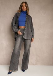 Szare Jeansy High Waist o Szerokim Kroju Tessine. Szare jeansy Renee, l, bez wzorów, z podwyższonym stanem. Za 119.99 zł.