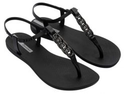 Sandały damskie Ipanema Class Chain. Czarne sandały Ipanema, bez wzorów, z gumy, klasyczne, bez obcasa, bez zapięcia. Za 82.58 zł.