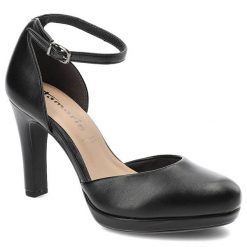 Czarne Sandały Tamaris Eleganckie Damskie Obuwie. Czarne sandały Tamaris, bez wzorów, ze skóry ekologicznej, eleganckie, bez obcasa, na obcasie, bez zapięcia. Za 189.00 zł.