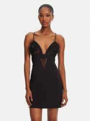 Elisabetta Franchi Sukienka koktajlowa AB72952E2-V460 Czarny Slim Fit. Czarne sukienki Elisabetta Franchi, bez wzorów, z syntetyku, wizytowe, bez kołnierzyka, bez ramiączek. Za 1,479.00 zł.