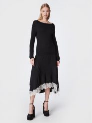 TWINSET Sukienka dzianinowa 222TT3283 Czarny Regular Fit. Czarne sukienki Twinset, s, bez wzorów, z dzianiny, bez kołnierzyka, bez ramiączek. Za 599.99 zł.