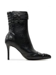 Just Cavalli Botki 77RA3S66 Czarny. Czarne botki Just Cavalli, bez wzorów, ze skóry, bez obcasa, na szpilce, bez zapięcia. Za 1,099.00 zł.