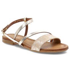 Złote Sandały Maciejka Eleganckie Obuwie Damskie. Żółte sandały Maciejka, bez wzorów, eleganckie, bez obcasa, bez zapięcia. Za 319.00 zł.