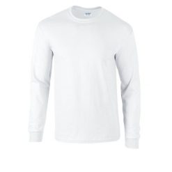 Ultra Bawełniana Koszulka Z Długim Rękawem Dla Dorosłych Unisex. Białe bluzki GILDAN, xl, bez wzorów, z bawełny, sportowe, bez kołnierzyka, bez ramiączek. Za 78.99 zł.