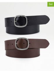 Levi's Skórzane paski (2 szt.) w kolorze brązowo-czarnym rozmiar: 85. Brązowe paski Levi's®, bez wzorów, z materiału. Za 101.47 zł.