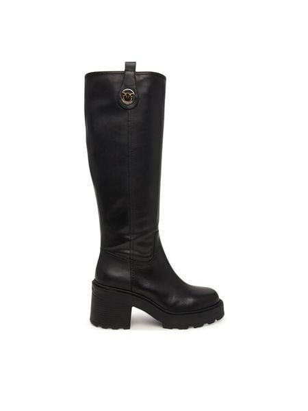 PINKO Kozaki Altea 05 SD0553P001 Czarny. Czarne kozaki Pinko, ze skóry, bez obcasa, na płaskiej podeszwie, bez zapięcia. Za 1,659.00 zł.