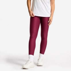 Legginsy fitness damskie Domyos. Fioletowe legginsy DOMYOS, l, bez wzorów, z elastanu, z podwyższonym stanem. Za 69.99 zł.