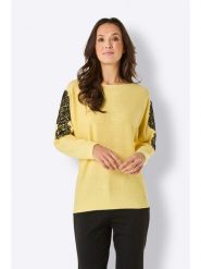 WITT WEIDEN Bluzka w kolorze żółtym rozmiar: 46. Żółte bluzki WITT WEIDEN, z aplikacjami, z kaszmiru, bez kołnierzyka, bez ramiączek. Za 130.81 zł.