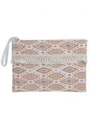 BLE Kopertówka w kolorze biało-pomarańczowym - 28 x 20 x 1 cm rozmiar: onesize. Białe kopertówki BLE, bez wzorów, z materiału, bez dodatków. Za 12.95 zł.
