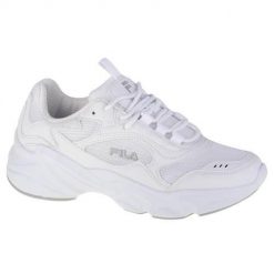 Buty do chodzenia damskie Fila Collene. Białe obuwie sportowe Fila, z materiału, bez zapięcia, trekkingowe. Za 320.50 zł.