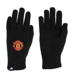 Rękawiczki Manchesteru United. Czarne rękawiczki Adidas, bez wzorów, sportowe. Za 119.00 zł.