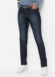 Jeansy o kroju mom, mid waist, z wygodnym stretchem. Szare jeansy bonprix, bez wzorów. Za 109.99 zł.