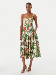 Guess Sukienka koktajlowa W6GKAF W2558 Zielony Regular Fit. Zielone sukienki Guess, xs, z aplikacjami, z wiskozy, wizytowe, bez kołnierzyka, bez ramiączek. Za 794.99 zł.