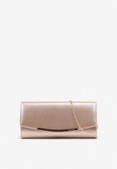 Szampańska Torebka Kopertówka z Metaliczną Aplikacją i Łańcuszkiem Idaritia. Żółte torebki klasyczne Born2be, z aplikacjami, z jeansu, małe, bez dodatków. Za 59.99 zł.