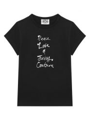 Juicy Couture T-Shirt JCNCT225458 Czarny Regular Fit. Czarne t-shirty Juicy Couture, xl, bez wzorów, z bawełny, bez kołnierzyka, bez ramiączek. Za 179.99 zł.