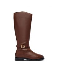 Tommy Hilfiger Kozaki Th Buckle Leather Knee Boot FW0FW09572 Brązowy. Brązowe kozaki TOMMY HILFIGER, ze skóry, bez obcasa, bez zapięcia. Za 949.99 zł.