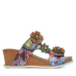 Klapki Laura Vita. Niebieskie klapki Laura Vita, bez wzorów, bez obcasa. Za 439.99 zł.