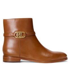 Botki LAUREN RALPH LAUREN. Brązowe botki Lauren Ralph Lauren, bez wzorów, bez obcasa, na płaskiej podeszwie, bez zapięcia. Za 1,169.00 zł.