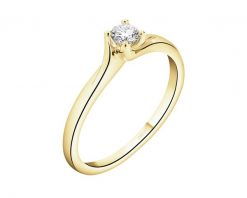 Pierścionek z żółtego złota z brylantem - 0,10 ct - próba 585. Żółte pierścionki Apart, z brylantem, złote. Za 2,690.00 zł.