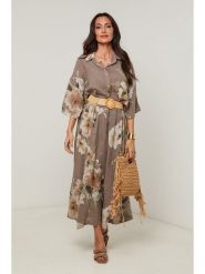 Le Monde du Lin Lniana bluzka w kolorze szarobrązowym rozmiar: 34/36. Brązowe bluzki Le Monde du Lin, bez wzorów, ze lnu, bez kołnierzyka, bez ramiączek. Za 165.99 zł.