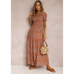 Pomarańczowo-Niebieska Sukienka z Wiskozy Tariya. Brązowe sukienki Renee, m, z aplikacjami, z wiskozy, boho, bez kołnierzyka, bez ramiączek, maxi. Za 54.99 zł.