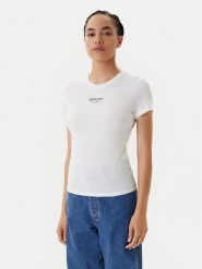 Tommy Jeans T-Shirt Essential DW0DW20913 Biały Slim Fit. Białe t-shirty Tommy Jeans, xs, bez wzorów, z jeansu, bez kołnierzyka, bez ramiączek. Za 129.99 zł.