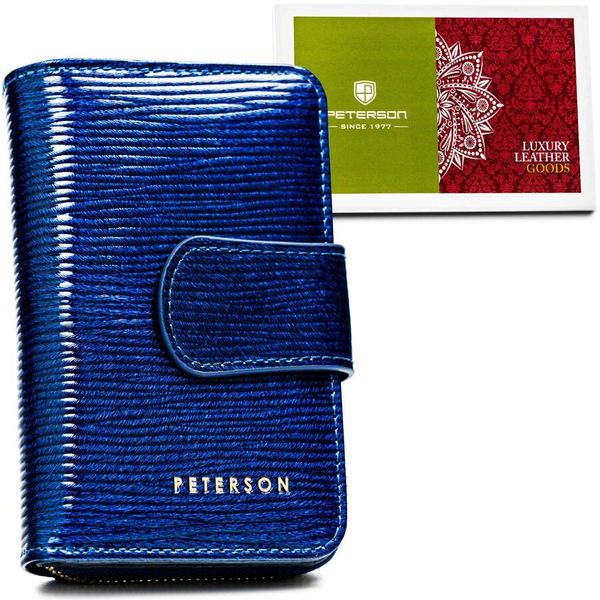 Portfel damski Peterson PTN 76115-PR niebieski. Niebieskie portfele Peterson, bez wzorów, ze skóry. Za 97.99 zł.