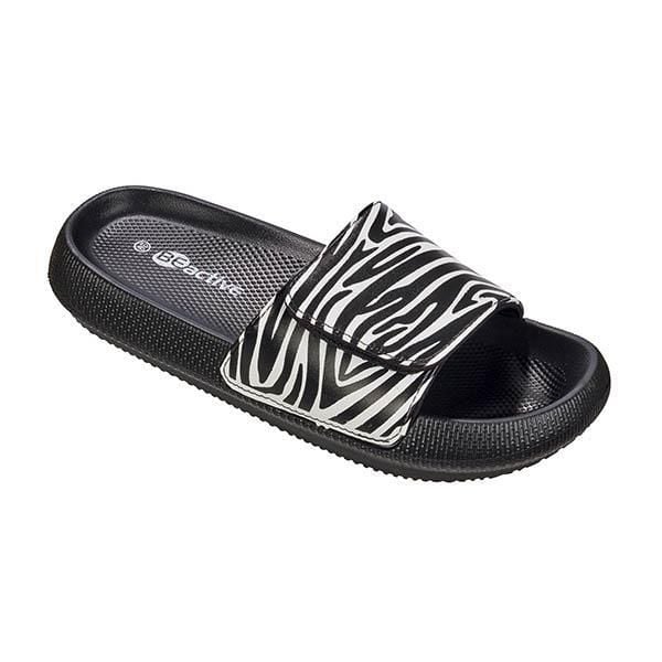 Klapki damskie Beco Zebra Vibes - czarno-białe. Czarne klapki 47 Brand, bez wzorów, z syntetyku, bez obcasa, na płaskiej podeszwie. Za 253.99 zł.
