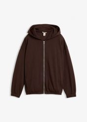 Bluza rozpinana z kapturem z mieszanki bawełny organicznej. Szare bluzy bonprix, bez wzorów, z bawełny, z kapturem. Za 129.99 zł.