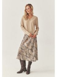 TATUUM Spódnica w kolorze beżowo-czarnym rozmiar: 36. Brązowe spódnice Tatuum, bez wzorów, ze skóry, midi. Za 175.45 zł.