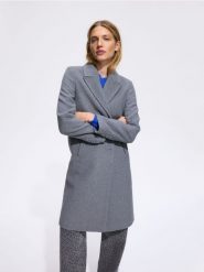Płaszcz z domieszką wełny - szary. Szare płaszcze Reserved, l, bez wzorów, z tkaniny, bez kaptura. Za 259.99 zł.