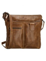 Micmacbags Skórzana torebka w kolorze jasnobrązowym - 25 x 23 x 4 cm rozmiar: onesize. Brązowe torby na ramię Micmacbags, bez wzorów, z materiału, na ramię, bez dodatków. Za 295.99 zł.